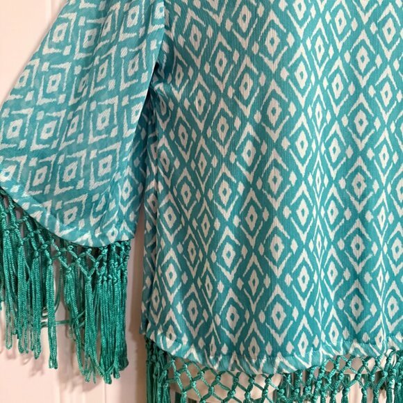 Rancho Estancia Blouse SZ Small Tunic Fringe Oversized Western Country Club - Picture 9 of 9